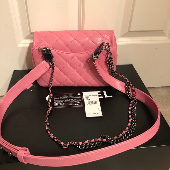 *SOLD*Chanel Pink Quilted Double Carry Small Flap - Picture 3 of 4